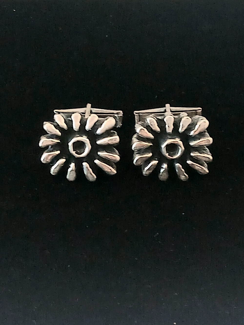 Vtg Guy Vidal Pewter Sunburst Cufflinks